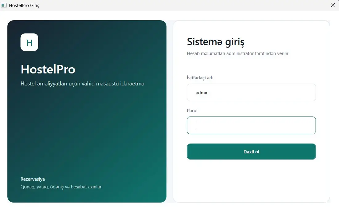 System login - Hostel Management System