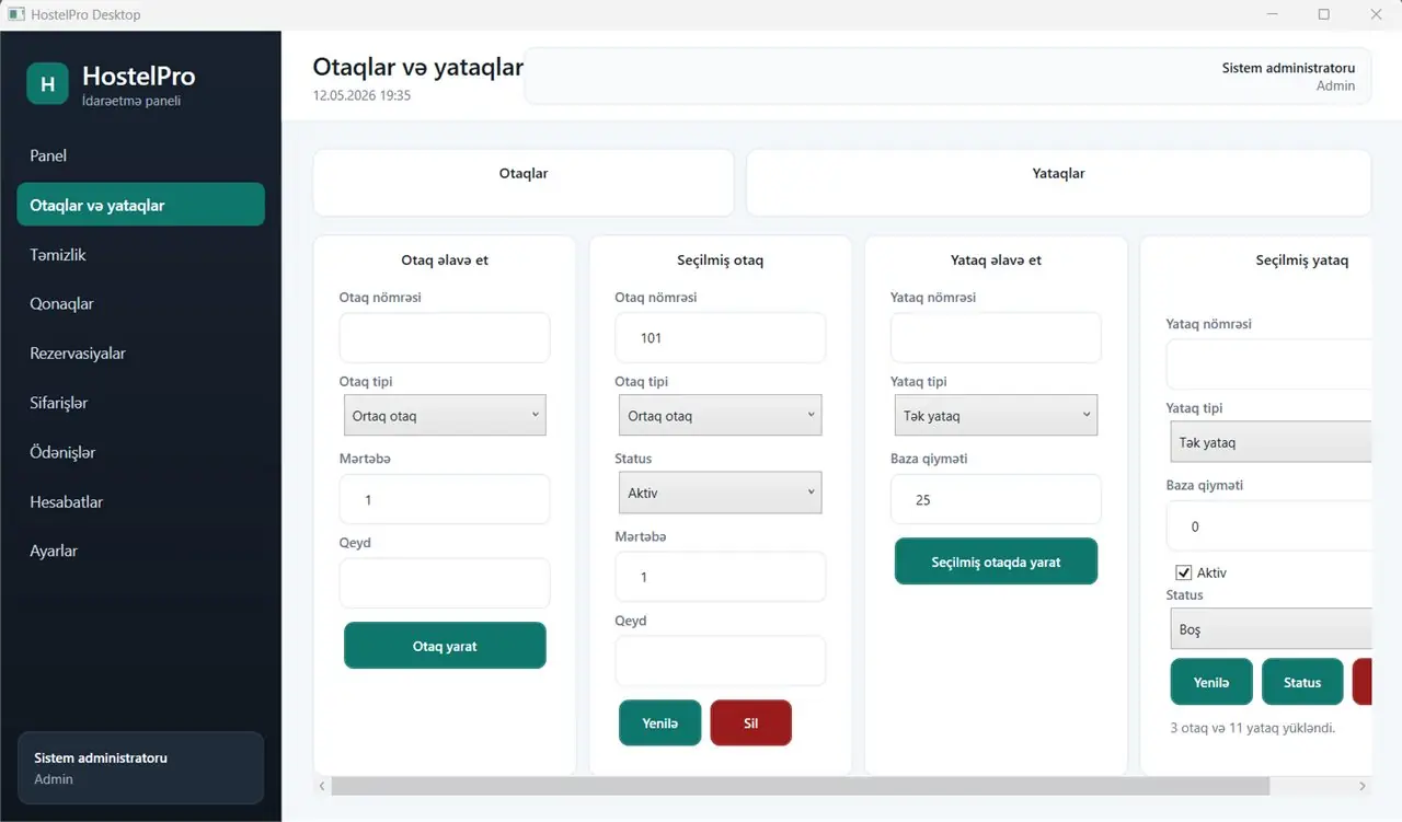Rooms and beds - Hostel Management System